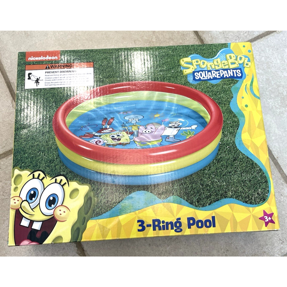 NEW SpongeBob SquarePants 3-Ring Inflatable Portable Indoor/Outdoor Kids' Pool